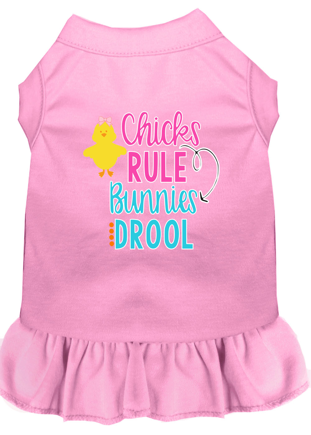 Chicks Rule Screen Print Dog Dress Light Pink Lg